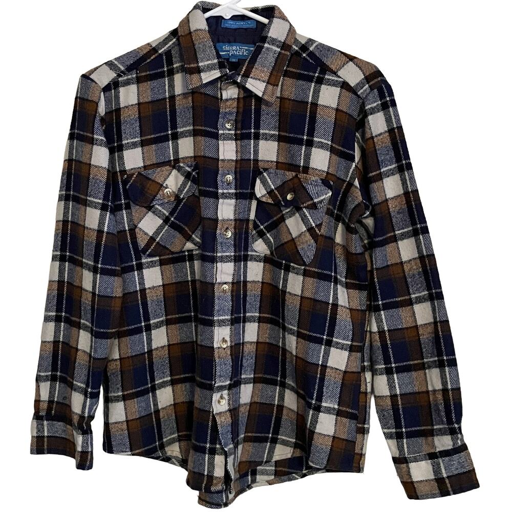 Vintage 1980s Sierra Pacific Men's Long Sleeve M Plaid Shirt